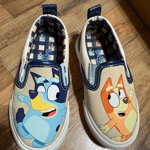 Bluey Kids Slip-On Sneakers - Blue and Cream